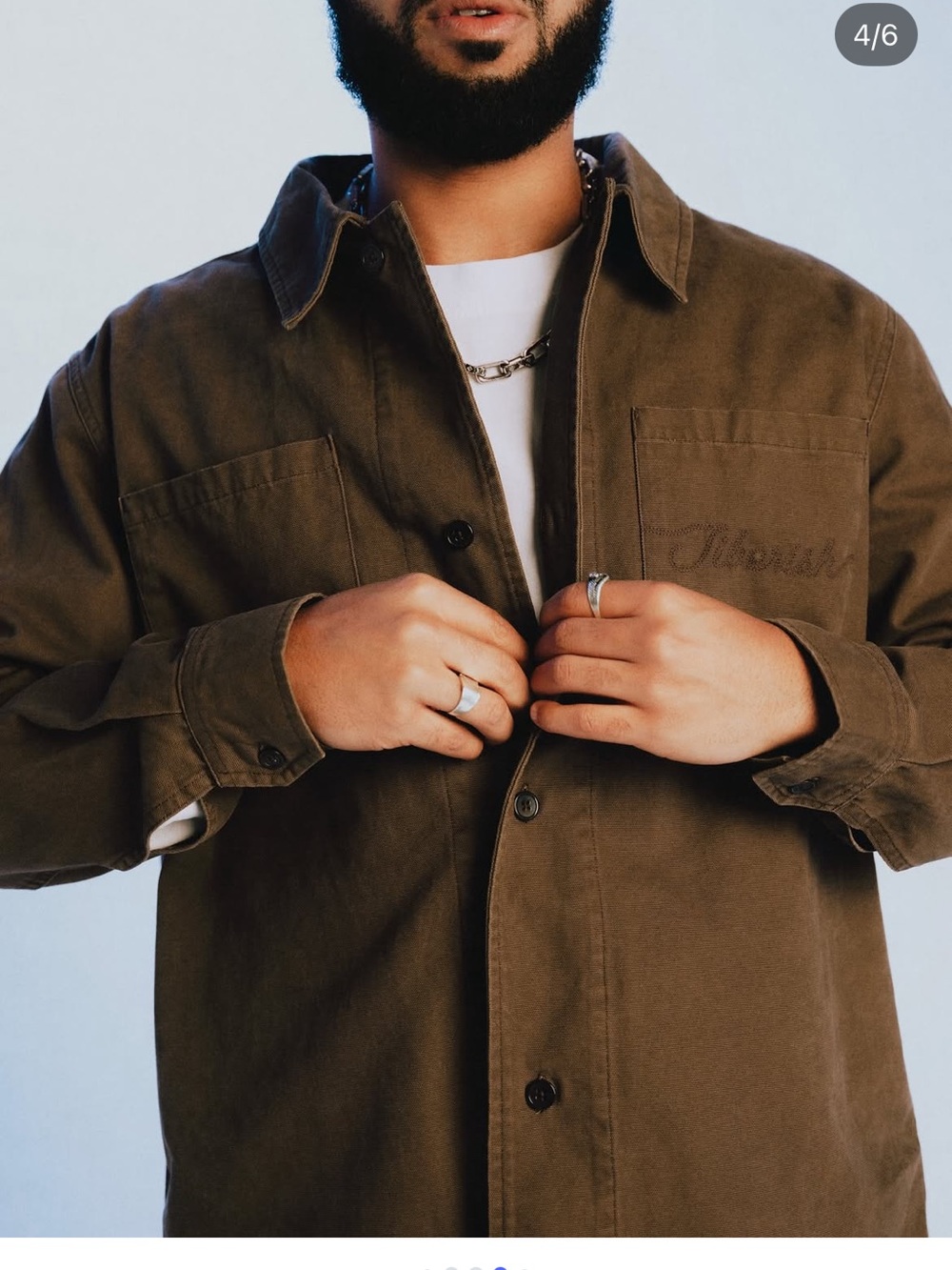 Jibberish Washed Canvas Overshirt-navy size M - Picture 9 of 11